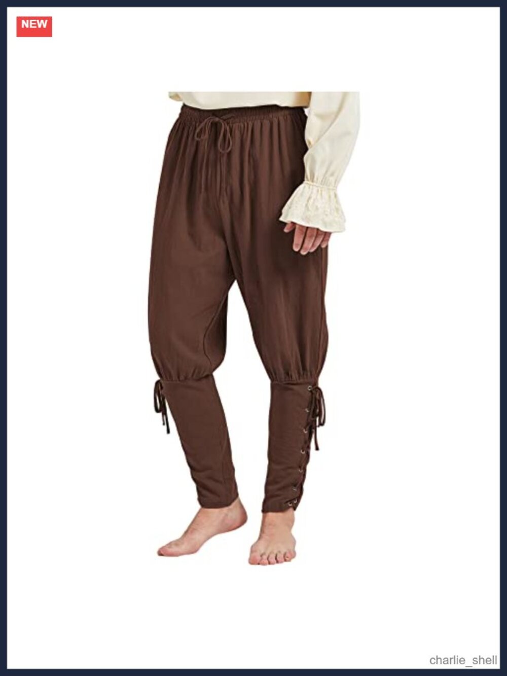 Men's Medieval Renaissance Pirate Costume Pants Cotton Blend Lace-Up